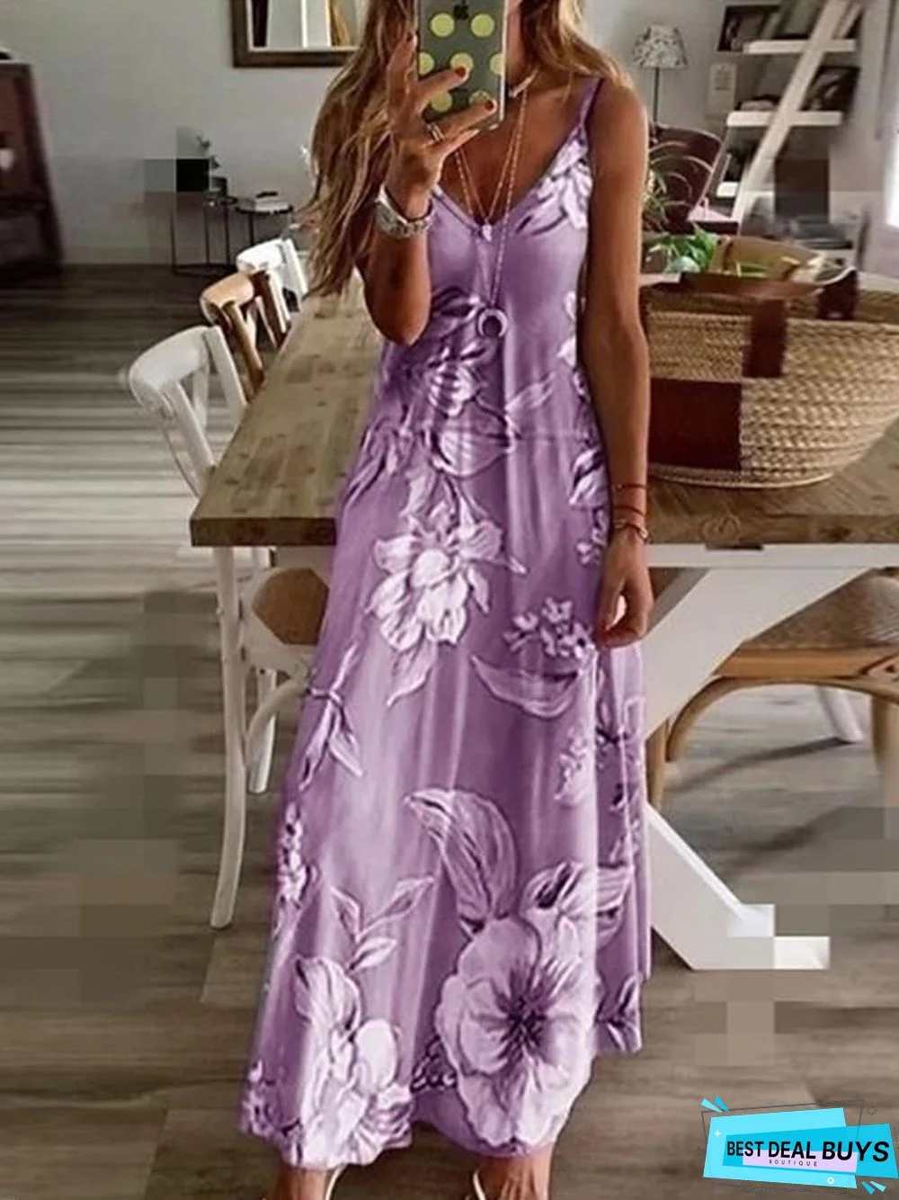 Women's Strap Dress Maxi Long Dress Sleeveless Geometric Print Spring & Summer Hot Elegant Streetwear Blue Purple Blushing Pink Fuchsia Green Gray