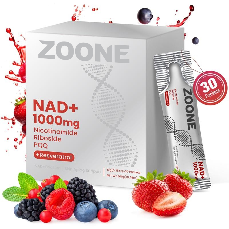 ZOONE NR1000 - NAD+ Berry Flavor Drink Mix for Skin Aging Support, Energy, and Focus - 30 Pack - Zoone