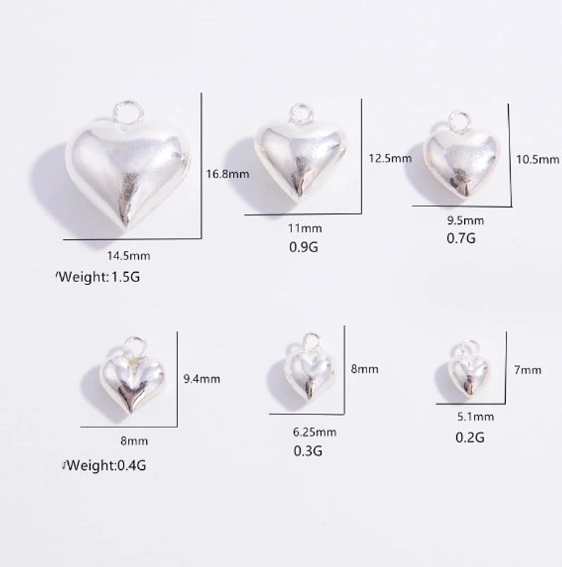 2 Pieces Minimalist Geometric Heart Shape Sterling Silver Plating 18k Gold Plated Charms