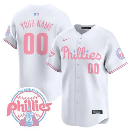 Youth Philadelphia Phillies Bubblegum White Vapor Premier Limited Stitched Custom Jersey