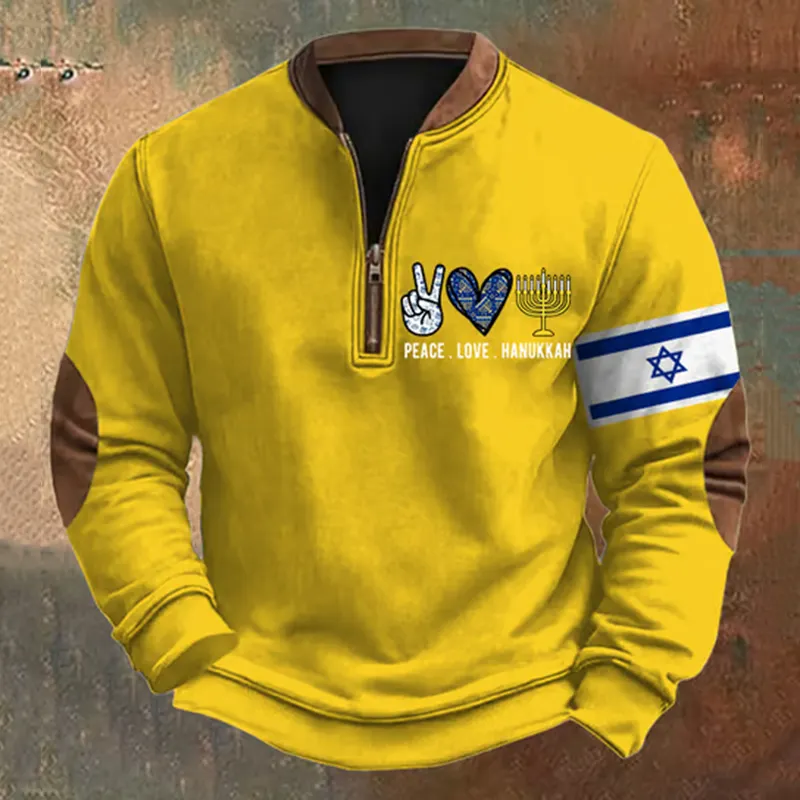 Men's Vintage Hanukkah Print Sweatshirt