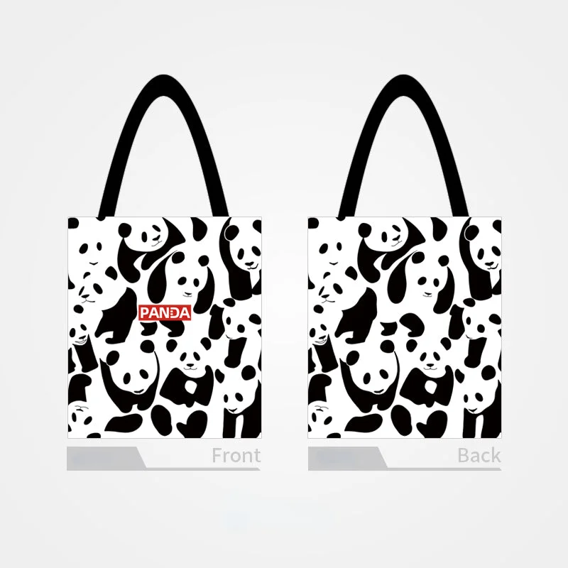 Cute Panda Canvas Bag Shoulder Bag Portable Zipper Bag