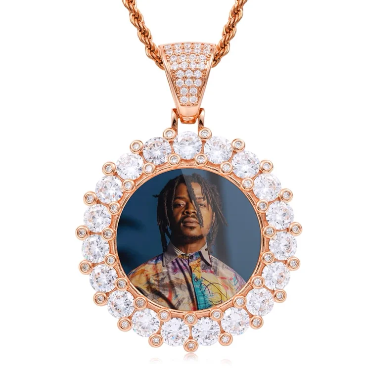 Iced Hip Hop Custom Photos Round Pendants