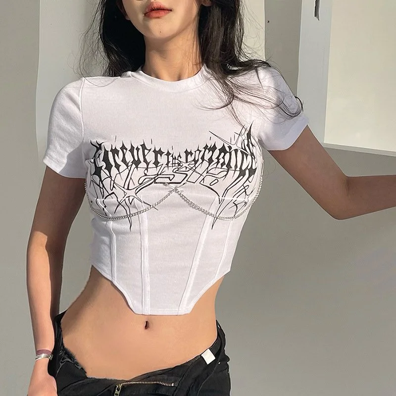Sexy Fashion Prints T-shirt Crop Top