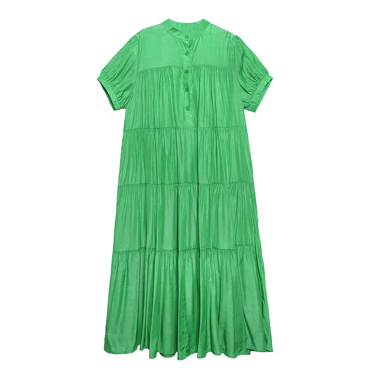 Loose Solid Color Short Sleeve Midi Dress