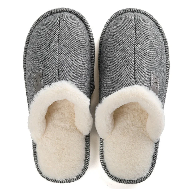 Men and Women Cotton Slippers Women's Autumn and Winter Plus Velvet Warm Couple Home Fur Wool Slippers Home ShoesCotton Slippers