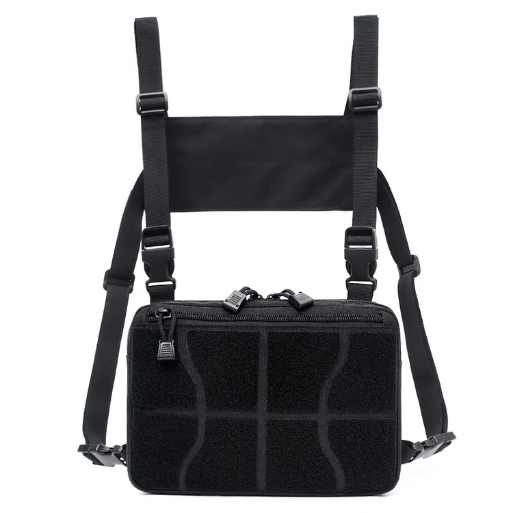 Adjustable Chest Rig Waist Bags Hip Hop Cross Shoulder Bag Safety (Black)