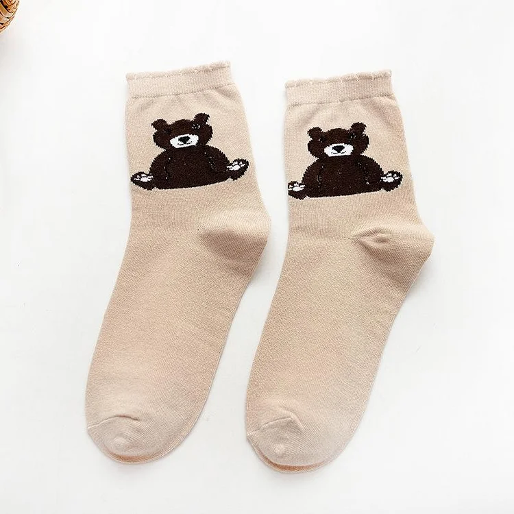 Cartoon Bear Cotton Socks