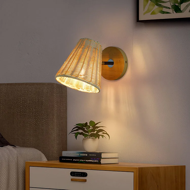Minimalist Rattan Hand-woven 360 Adjustable Japanese-style Wall Lamp - Appledas
