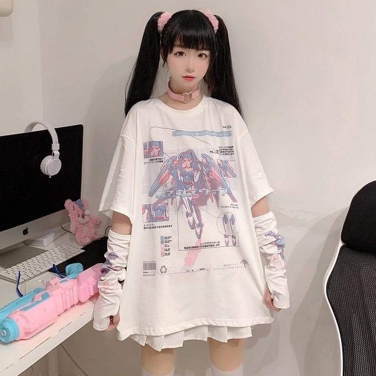 Cute Macha Girl Robot Waifu Anime Top T-shirt SP16214