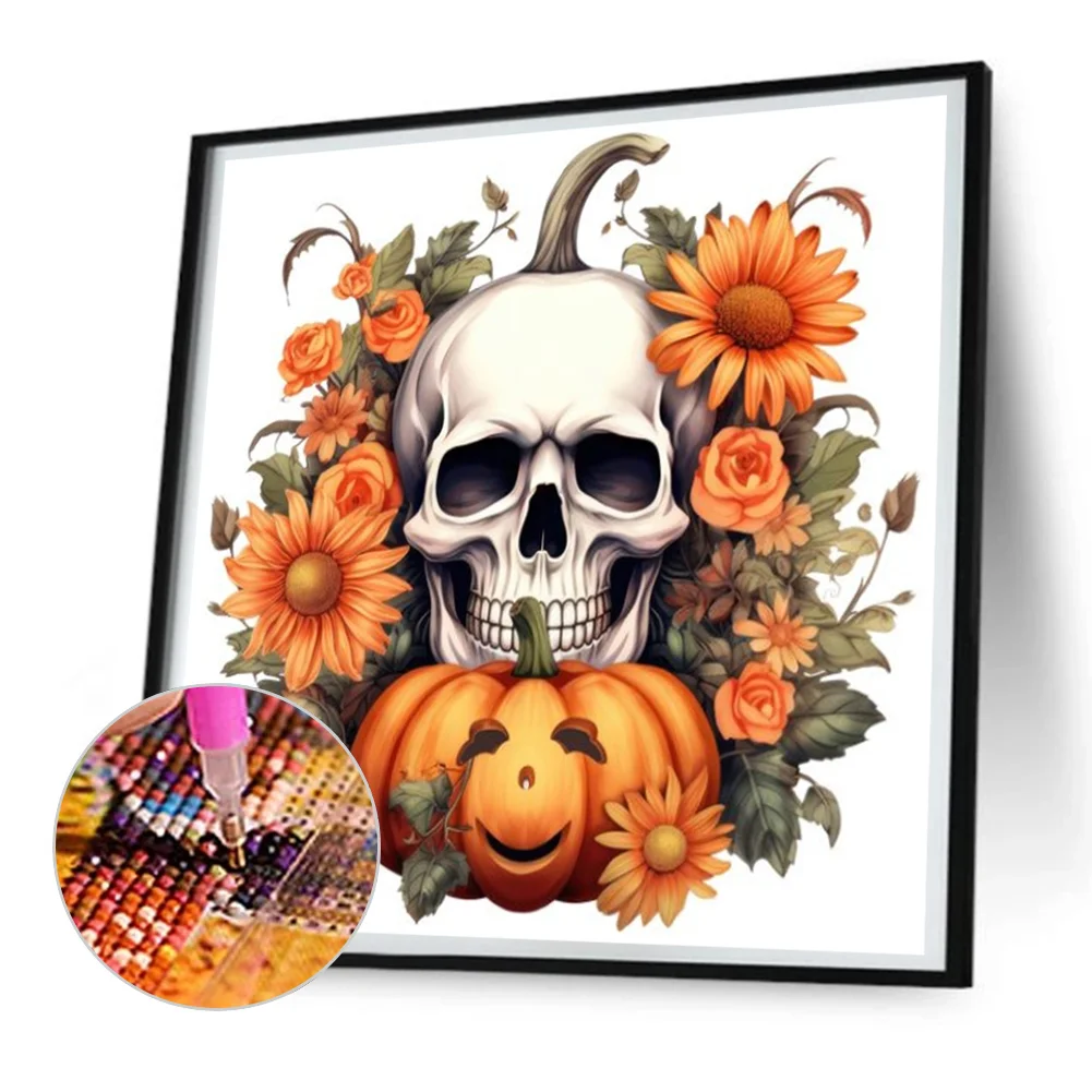 Diamond Painting - Full Round Drill - Pumpkin Skull(Canvas|30*30cm)