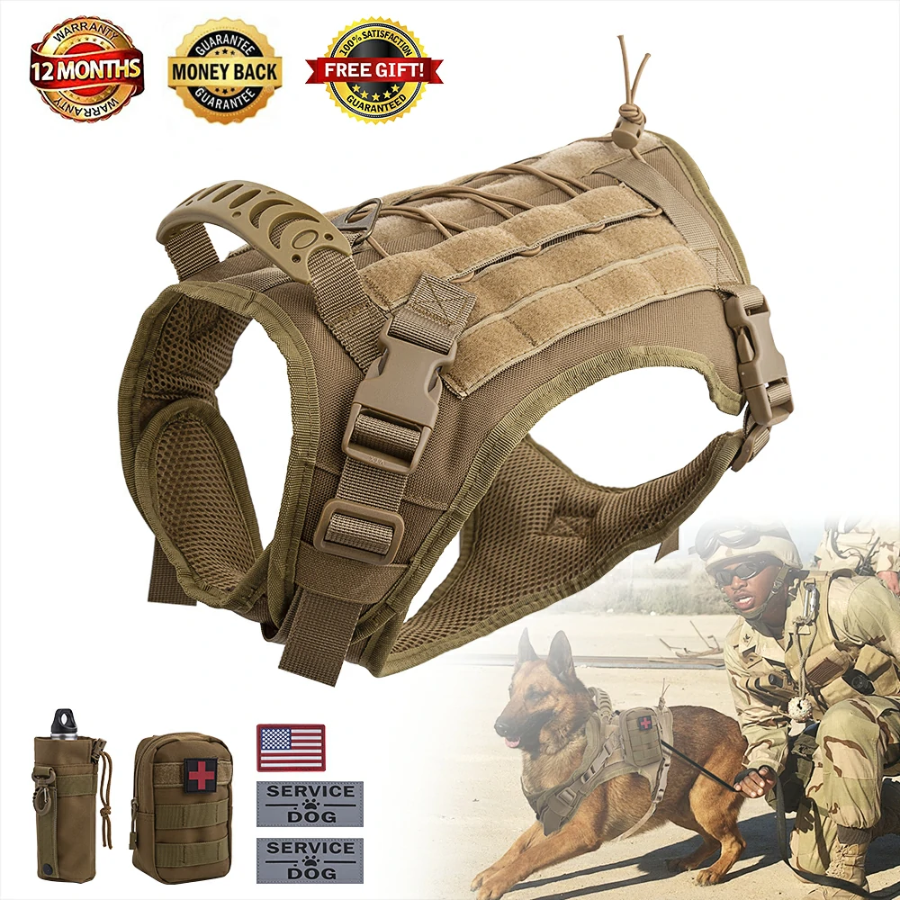 Guardian Series - Tactical Dog Vest with Medical Bag and Water Bottle Bag