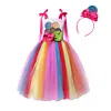 Kids Girl Carnival Frock Little  Birthday Fancy Rainbow Tutu Dress