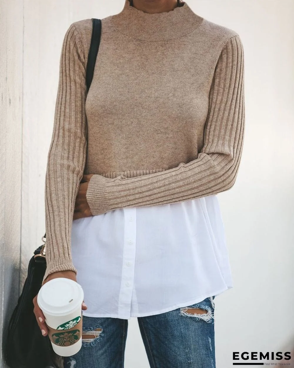 Sexy Splicing Long Sleeve Button Splicing Slim Sweater | EGEMISS