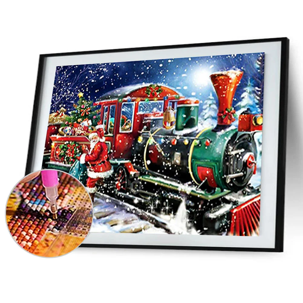 Diamond Painting - Full Round Drill - Christmas Train(40*30cm)