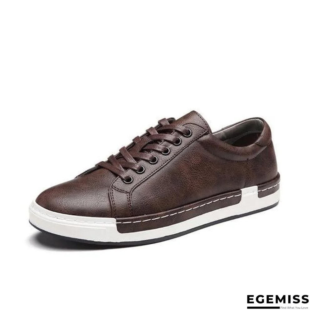 Casual Shoes Men Fashion Vintage Shoes Brown Brand Male Shoes Genuine Leather Men's Leisure Shoes | EGEMISS