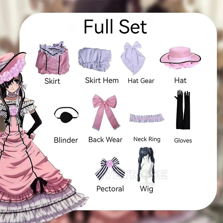 【Wetrose】Robin Ciel SSR Cosplay Costume Black Butler Victorian-style Gown Pink Gothic Lolita Long Dress Set Wig Halloween Xmas