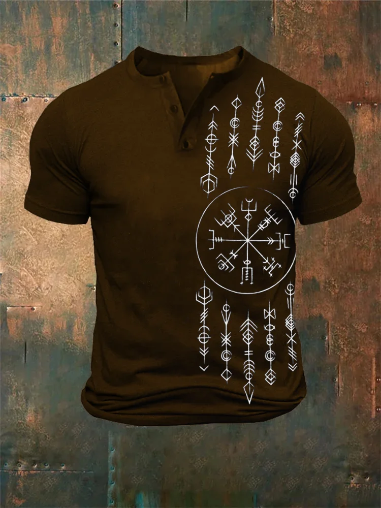 Men's Viking Vegvisir Totem Henley Shirt