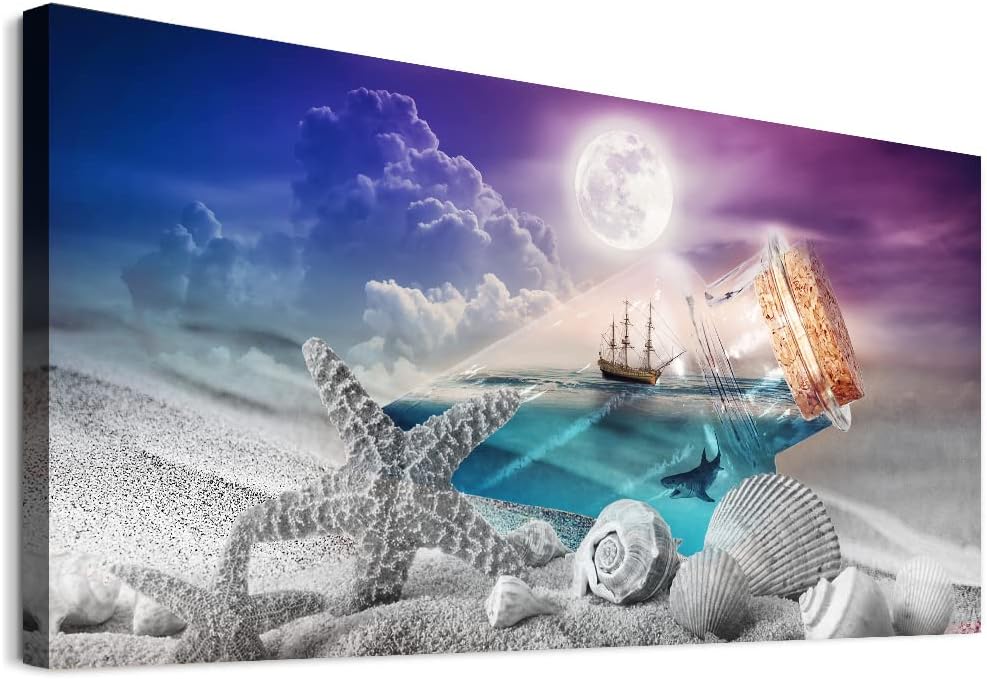Canvas Wall Art For Living Room Large Wall Decorations For Bedroom Home Decor Modern Kitchen Wall Decor Paintings Aurora Beach scenery Wall Pictures Artwork Farmhouse Canvas Art Prints Room Decor 20inchx40inch(50cmx100cm)