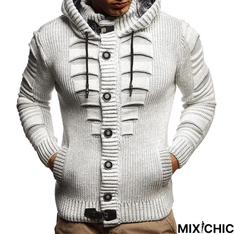 Men's Sweater Hooded Knit Cardigan Jacket
