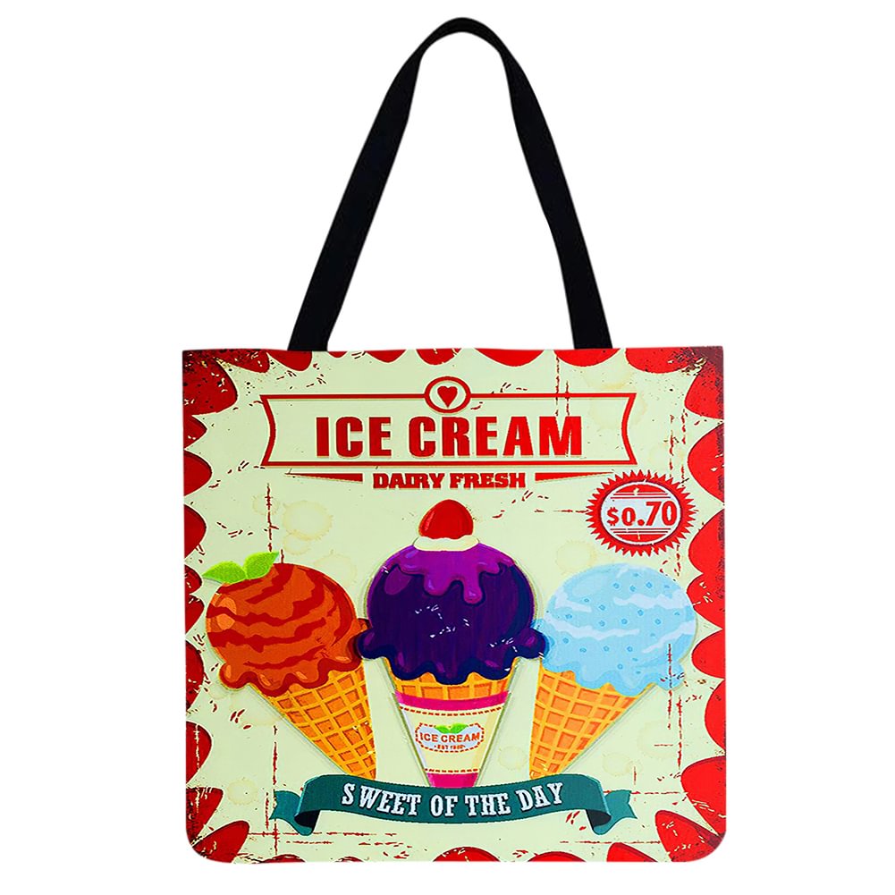 Linen Tote Bag -Ice cream