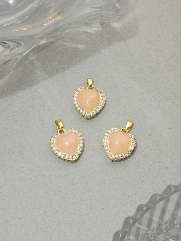 1 PCS/Package Synthetic Resin Copper Resin Zircon 18K Gold Plated Heart Shape Jewelry Accessories Pendant