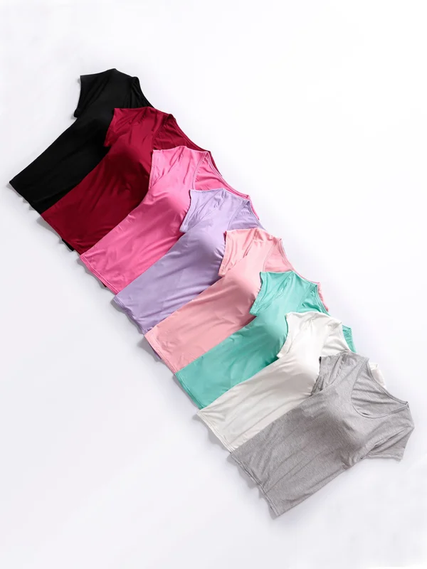 Modal Pure Color Short Sleeve Yoga Casual T-Shirts