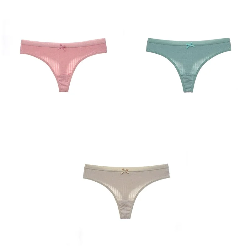3PCS/Set G-string Panties Cotton Women's Underwear Sexy Pantie Female Underpants Thong Solid Color Panty Lingerie M-XL Hot Sale