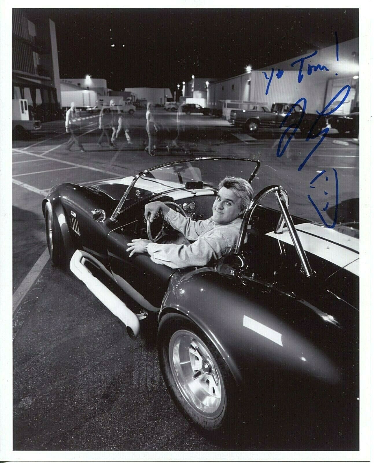 JAY LENO Autographed Inscribed 8X10 B&W Photo Poster painting EX TV Host Shelby Cobra PC 2558