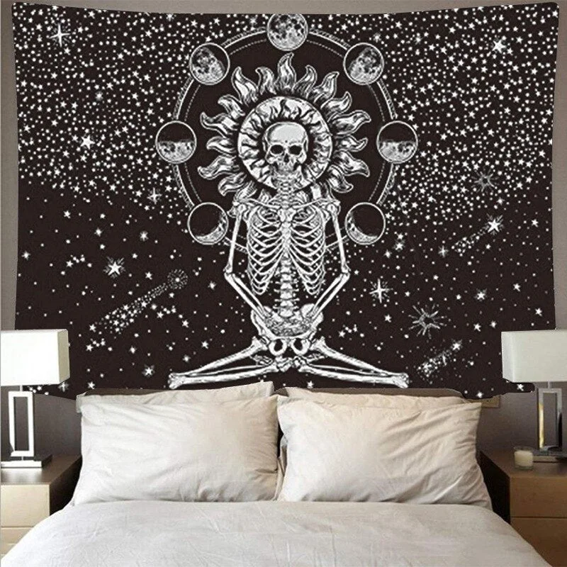 Skull King Moon Tapestry Mandala Carpet Hippie Divination Witchcraft Wall Hanging Blanket