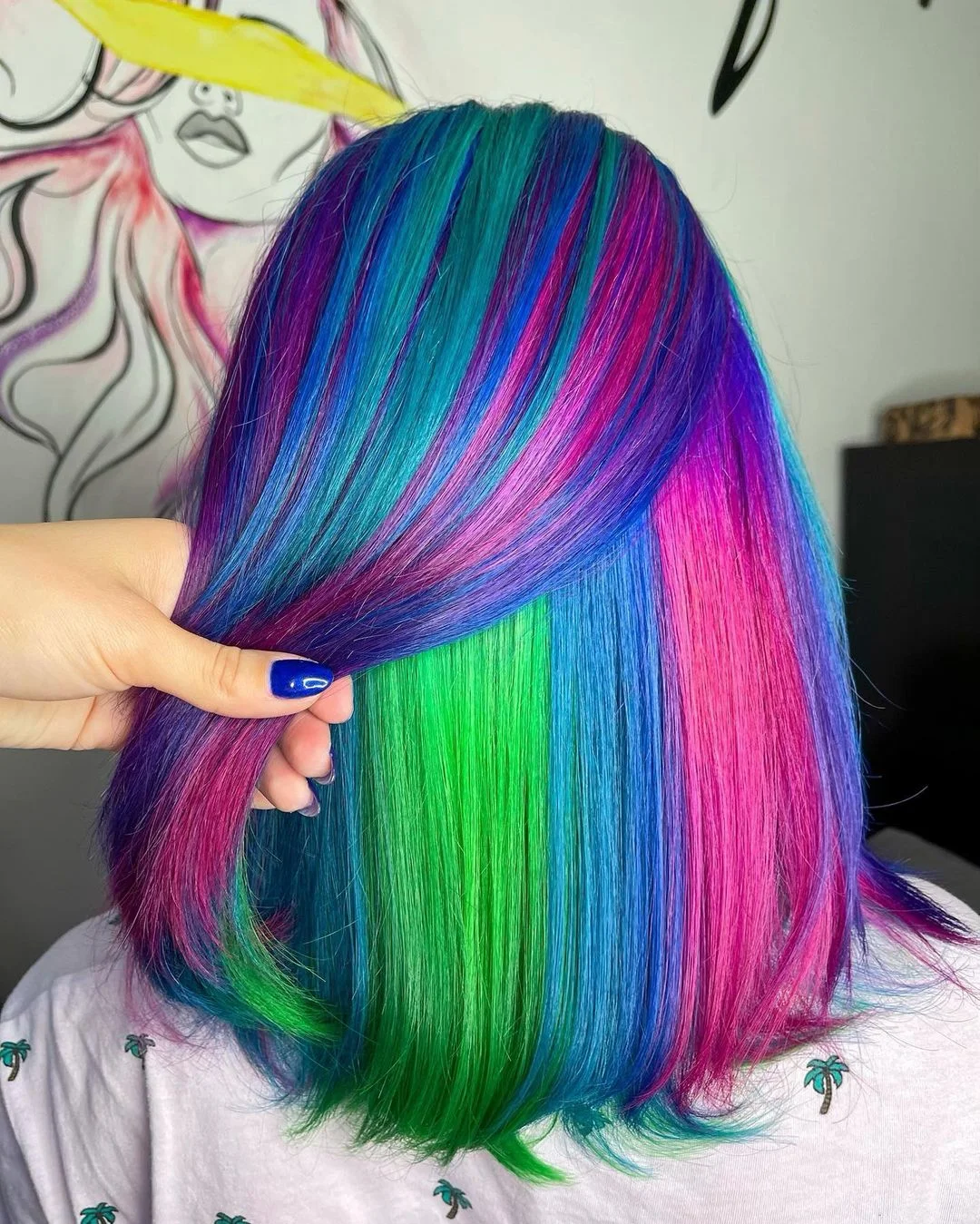 ELCNEPAL® | (✨NEW)HIDDEN RAINBOW GREEN COLORFUL COLORSHAIR WIG 100% High-Density WIG ELCNEPAL
