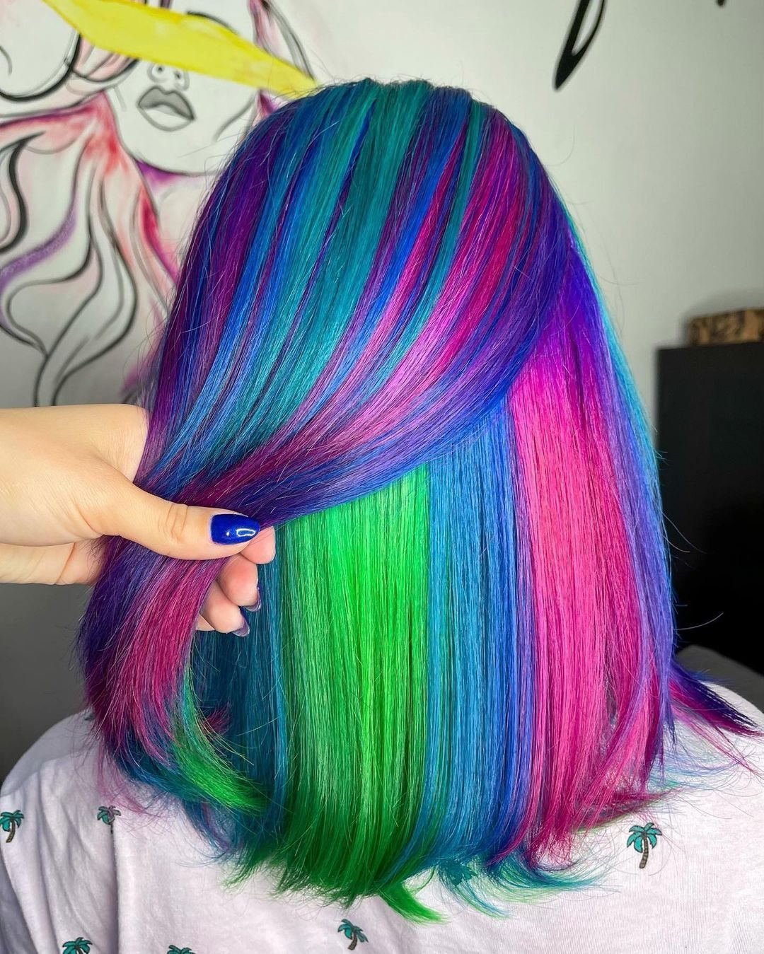 US Mall Lifes® | (✨NEW)HIDDEN RAINBOW GREEN COLORFUL COLORSHAIR WIG 100% High-Density WIG US Mall Lifes