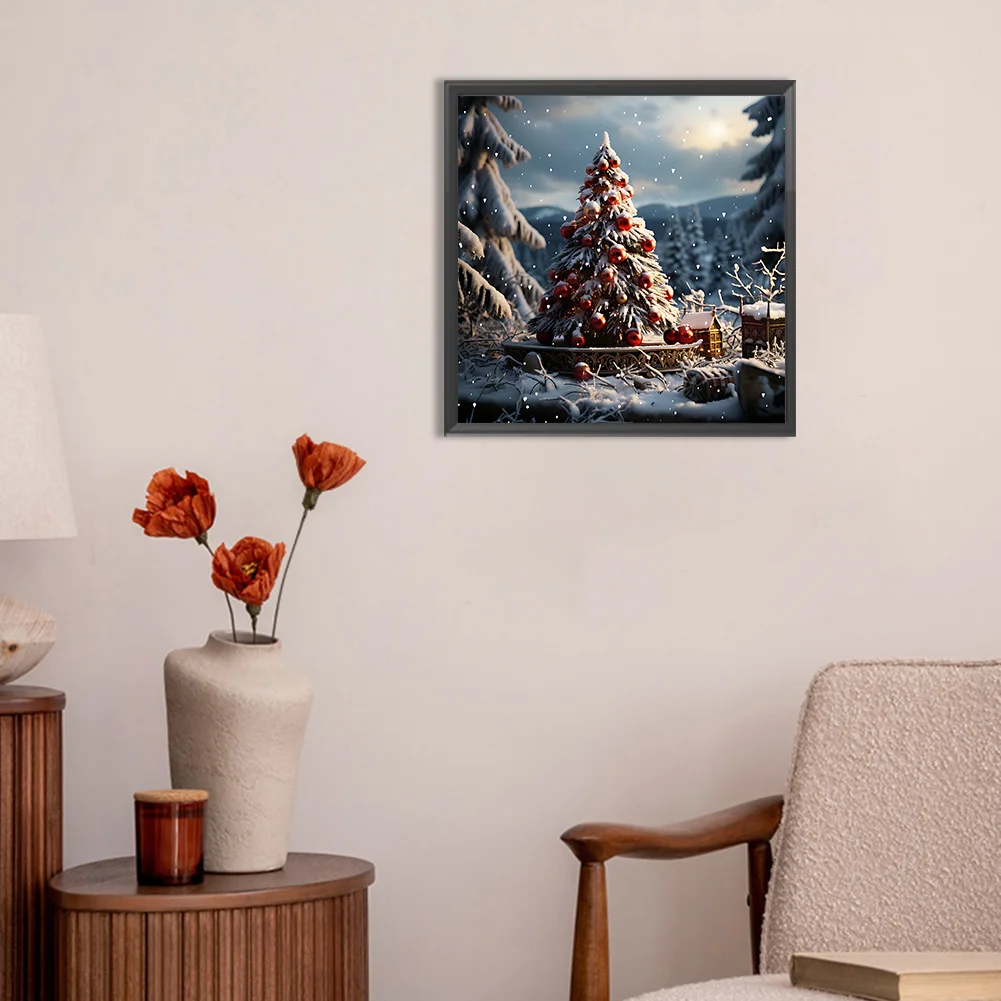 Diamond Painting - Full Round Drill - Winter Snow Christmas Tree(Canvas|30*30cm)