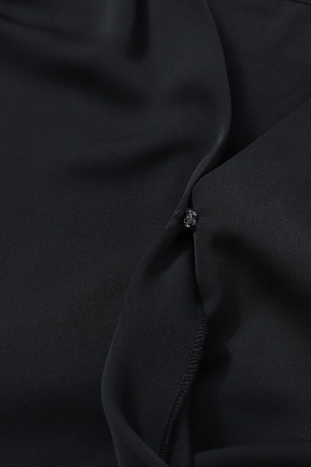 Elegant Black Drape Sleeve V-Neck Blouse