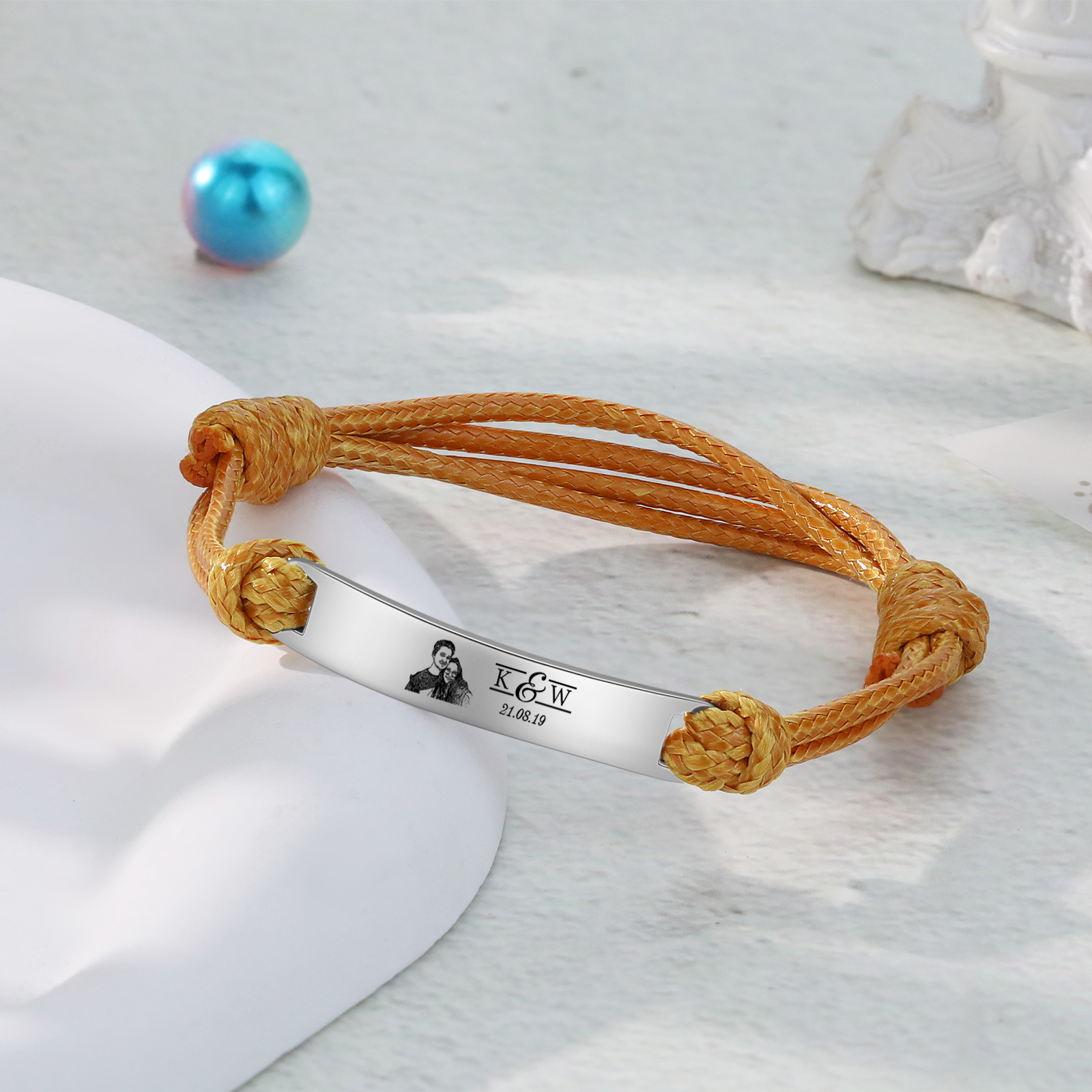 Braccialetti acciaio inox 1 nome 2 lettere e 1 foto personalizzabili per coppia multicolori da scegliere