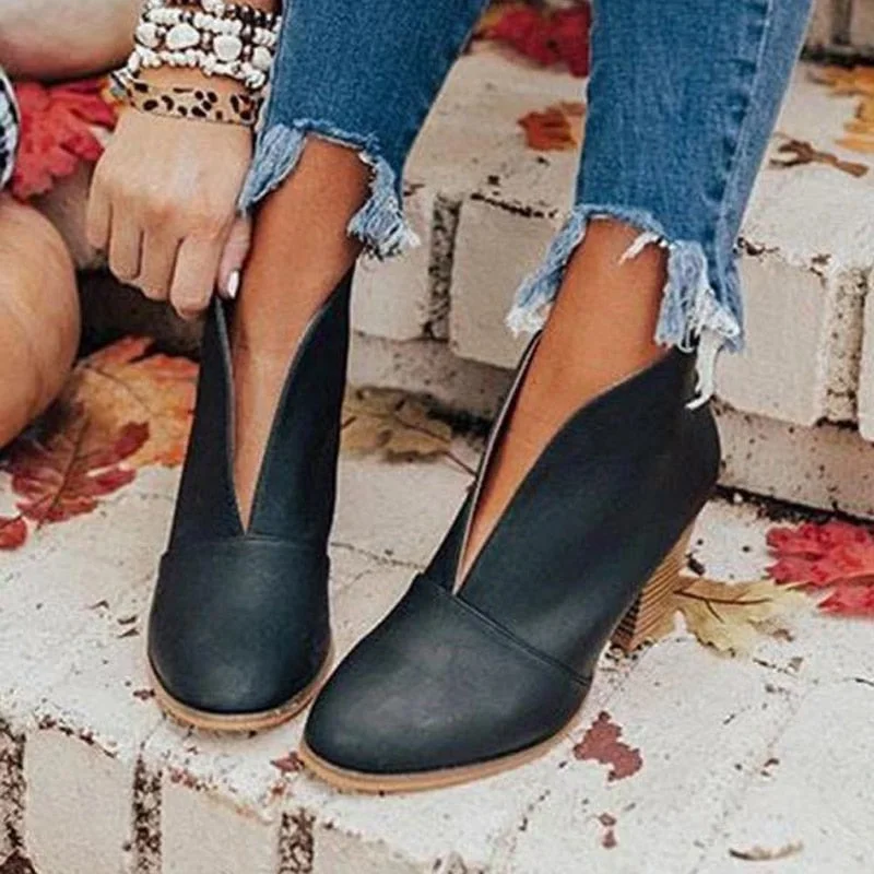 Vstacam Thanksgiving Women Thick Heel Ankle Boots Short Boots Autumn And Winter Women Shoes Casual Comfortable Booties Open Booties Hollow Out Boots
