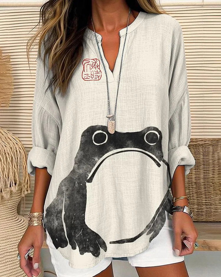 Japanese Frog Matsumoto Hoji Long Sleeves Casual Blouse