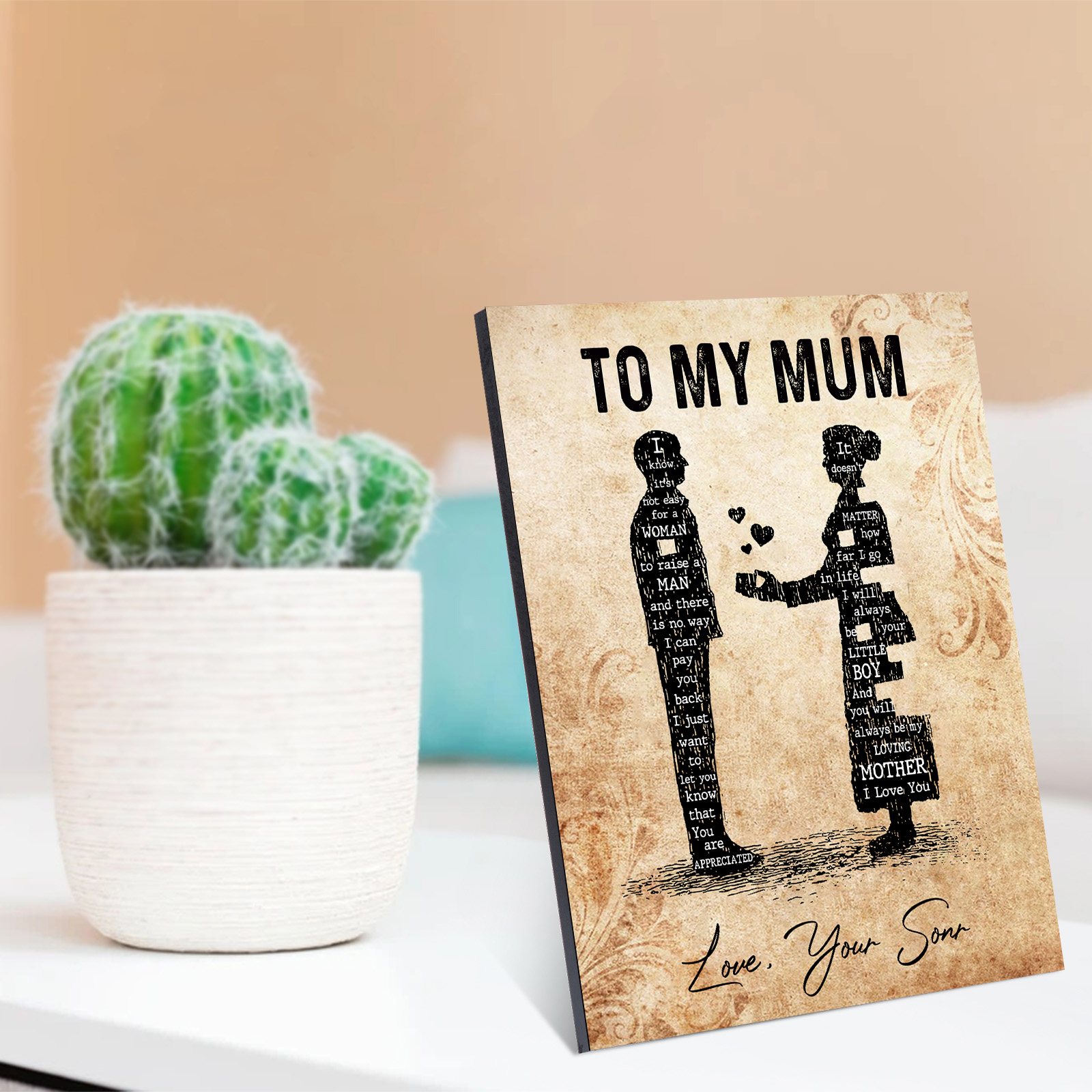 To My Mum Wooden Plaque Mother & Kid Silhouette Home Decoration Mother's Day Gifts - You Will Always Be My Loving Mother-Jessemade AU