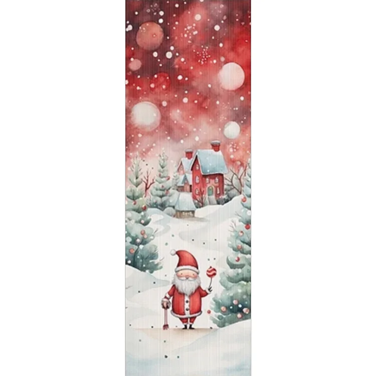 【Yishu Brand】11CT Stamped Double-Sided Christmas Gnome DIY Bookmarks Cross Stitch Kits 18x6cm