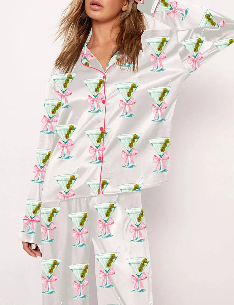 Women's Olive Martini Party Pajama Set
