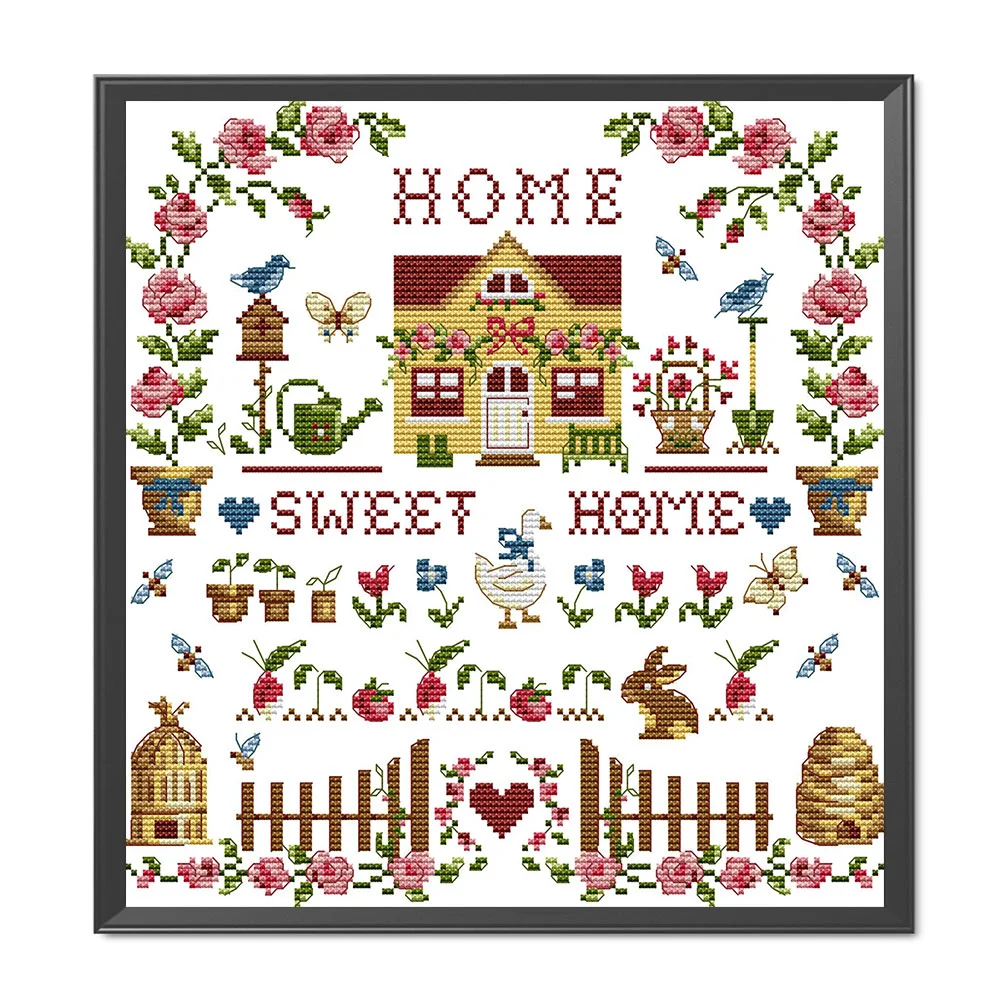Partial Printed Cross Stitch 14CT - Sweet Home(31*31cm)