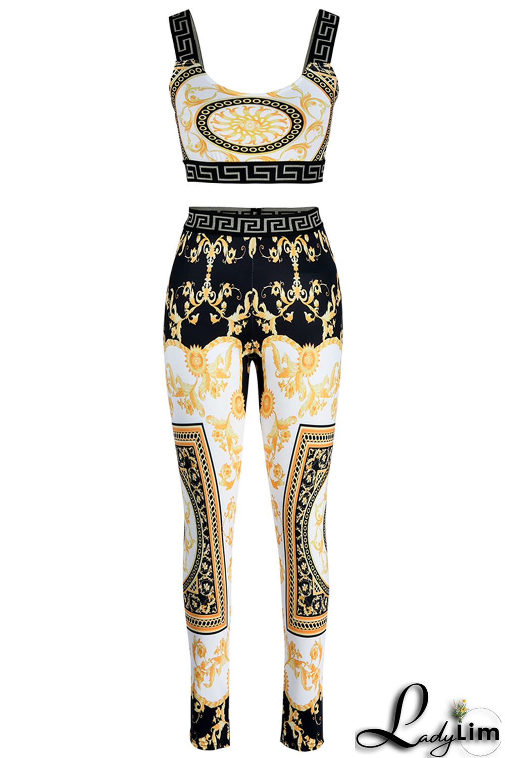 Red Fashion Casual Print Patchwork Backless O Neck Sleeveless Two Pieces