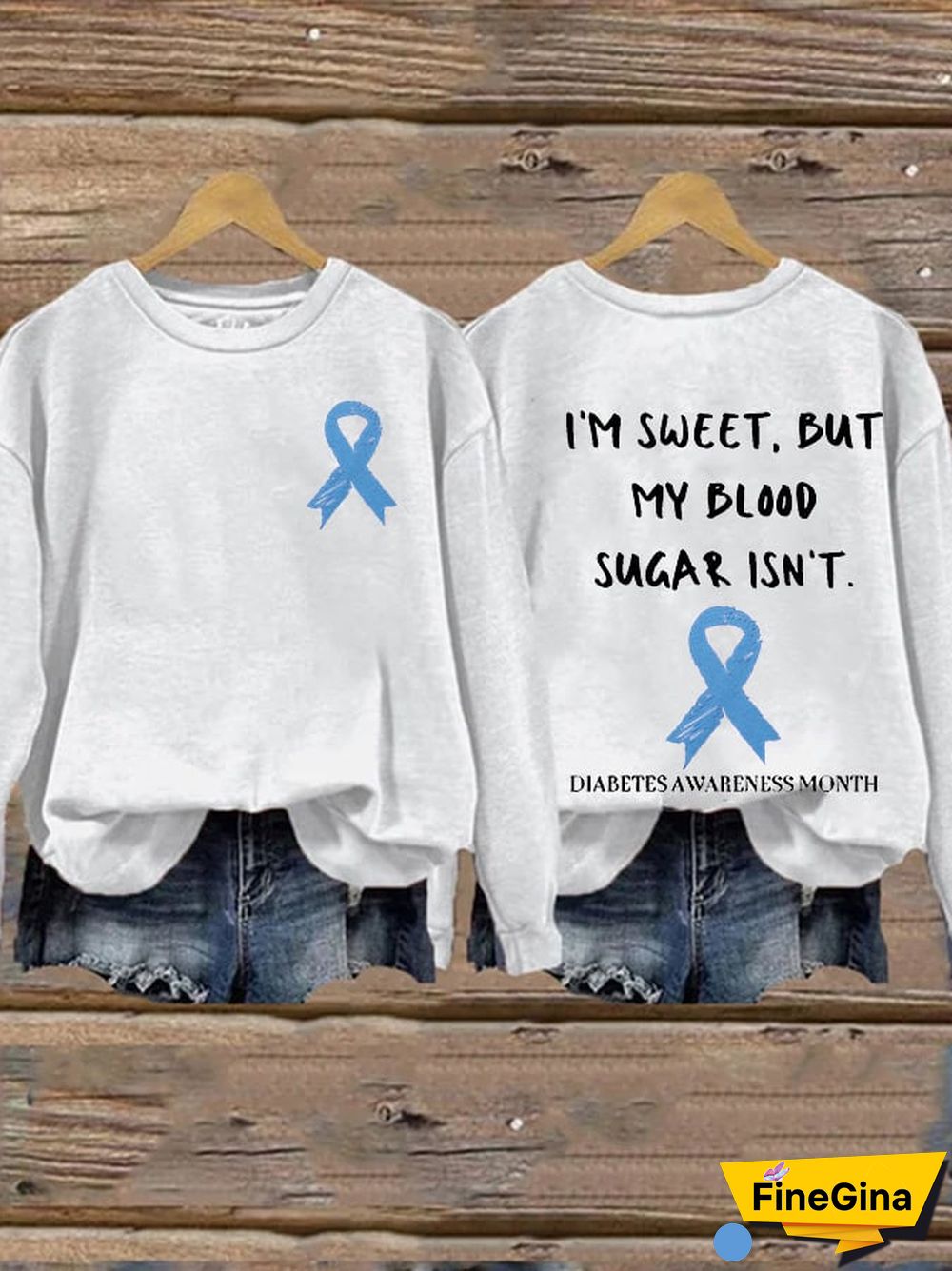 Women's I'M Sweet But My Blood Sugar Isn'T Diabetes Awarenes Print Casual Sweatshirt