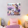 Girl And Puppy In Flower Field-11CT Stamped Cross Stitch 40*40cm/15.75*15.75in