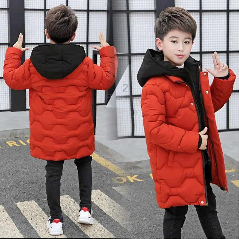 2021 new big boys and girls down padded jacket, thick warmth, fake two-piece jacket, handsome winter padded jacket kids winter