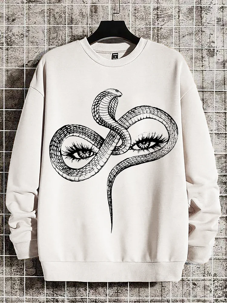85% Cotton Men's Cobra Snake And Eye Print Casual Sweatshirt