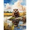 Diamond Painting-DIY Full Round Drill  Beavers By The River