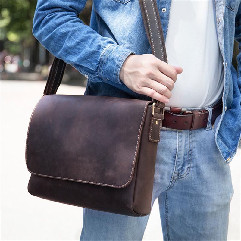 Classic Vintage Crossbody Bags Plain Leather Shoulder Bags