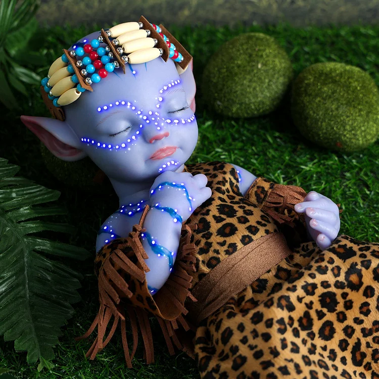 Babeside Landes 12"/16'' Realistic Silicone Sleeping Baby Little Infant Blue Skin Girl Best Gift for Kids