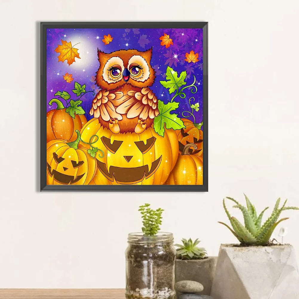 Diamond Painting - Full Round Drill - Owl Pumpkin(Canvas|30*30cm)